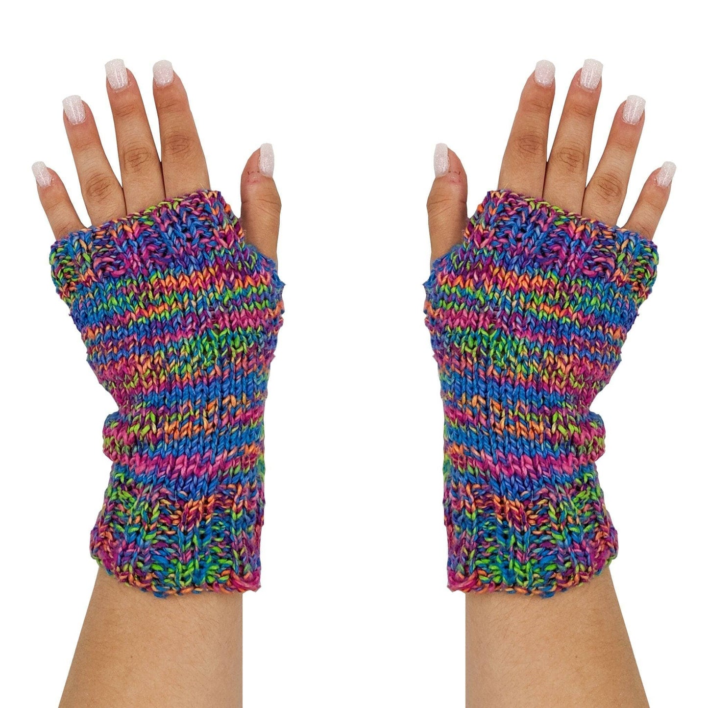 Colorful Fingerless Mitts Knitting and Crochet Kit