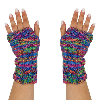 Colorful Fingerless Mitts Knitting and Crochet Pattern
