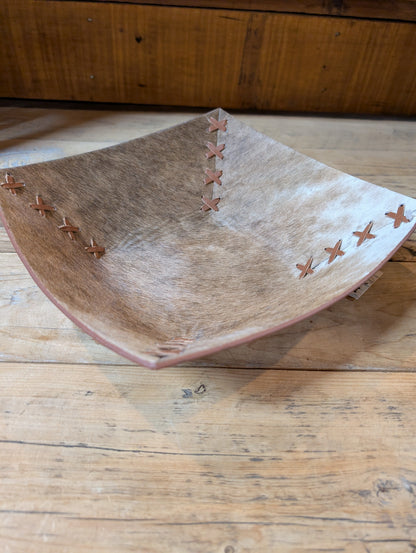 Cowhide Bowls with Leather