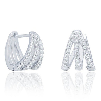 Cubic Zirconia Claw Design Earrings