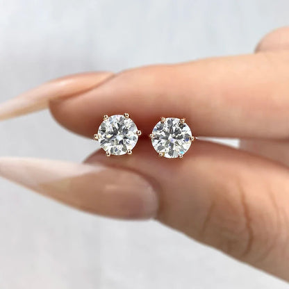 D Color Moissanite Stud Earrings 0.1-2ct Certified Lab Created 925 Sterling