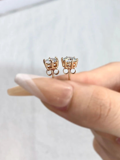 D Color Moissanite Stud Earrings 0.1-2ct Certified Lab Created 925 Sterling
