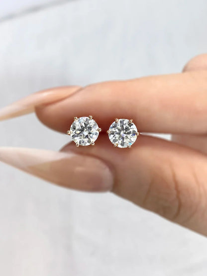 D Color Moissanite Stud Earrings 0.1-2ct Certified Lab Created 925 Sterling