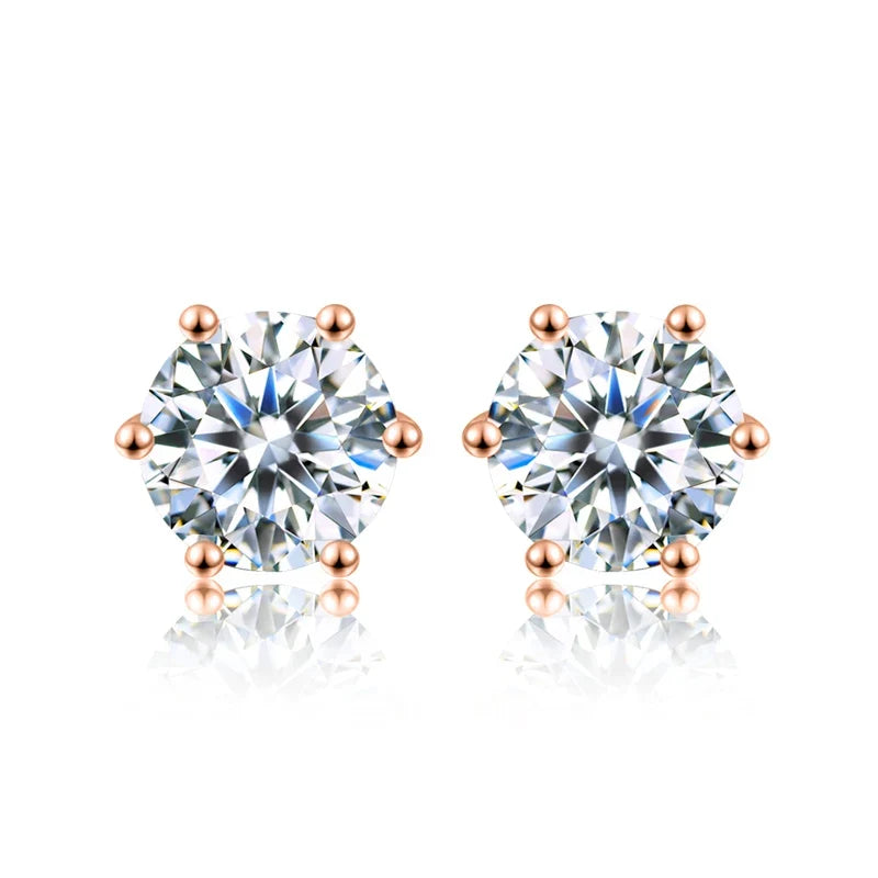 D Color Moissanite Stud Earrings 0.1-2ct Certified Lab Created 925 Sterling