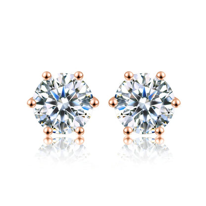 D Color Moissanite Stud Earrings 0.1-2ct Certified Lab Created 925 Sterling