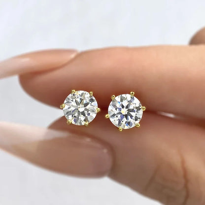 D Color Moissanite Stud Earrings 0.1-2ct Certified Lab Created 925 Sterling