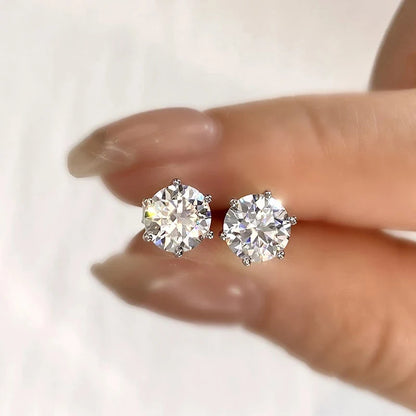 D Color Moissanite Stud Earrings 0.1-2ct Certified Lab Created 925 Sterling
