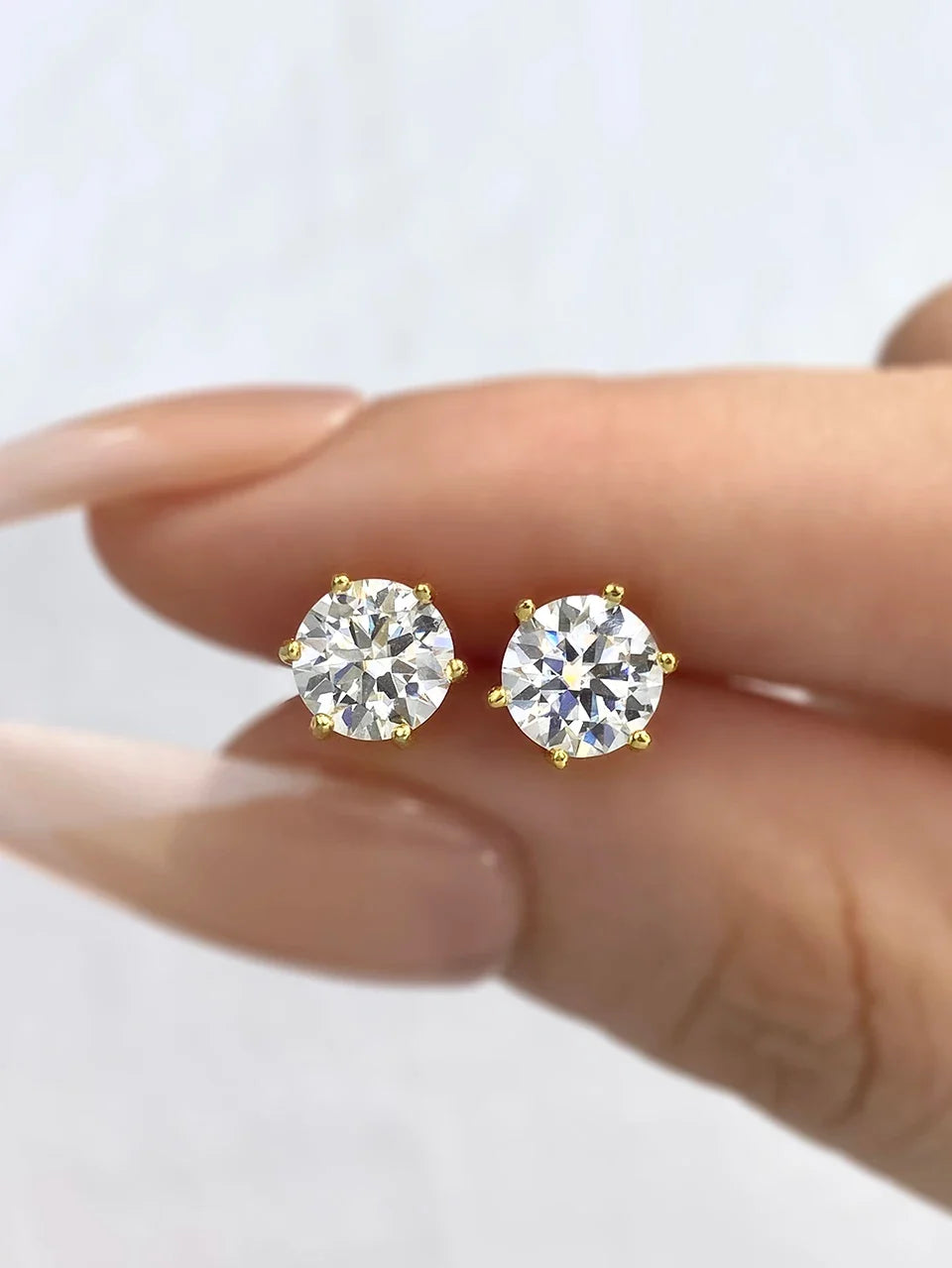 D Color Moissanite Stud Earrings 0.1-2ct Certified Lab Created 925 Sterling