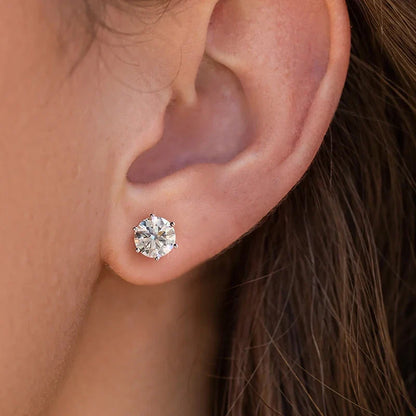 D Color Moissanite Stud Earrings 0.1-2ct Certified Lab Created 925 Sterling