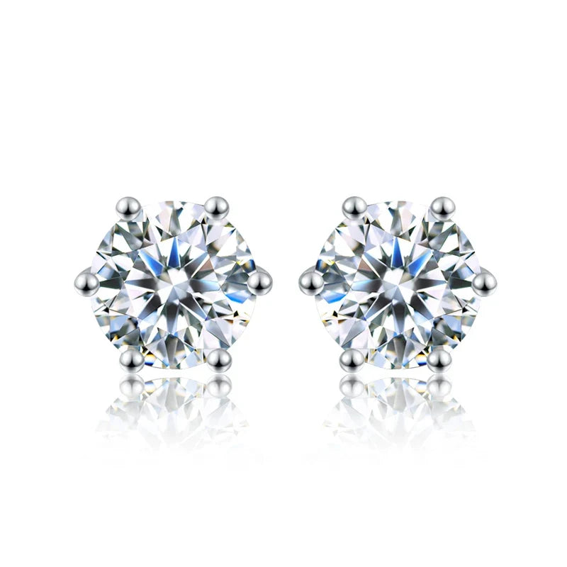 D Color Moissanite Stud Earrings 0.1-2ct Certified Lab Created 925 Sterling