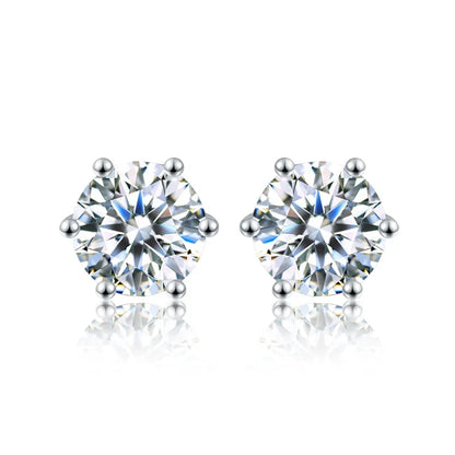 D Color Moissanite Stud Earrings 0.1-2ct Certified Lab Created 925 Sterling