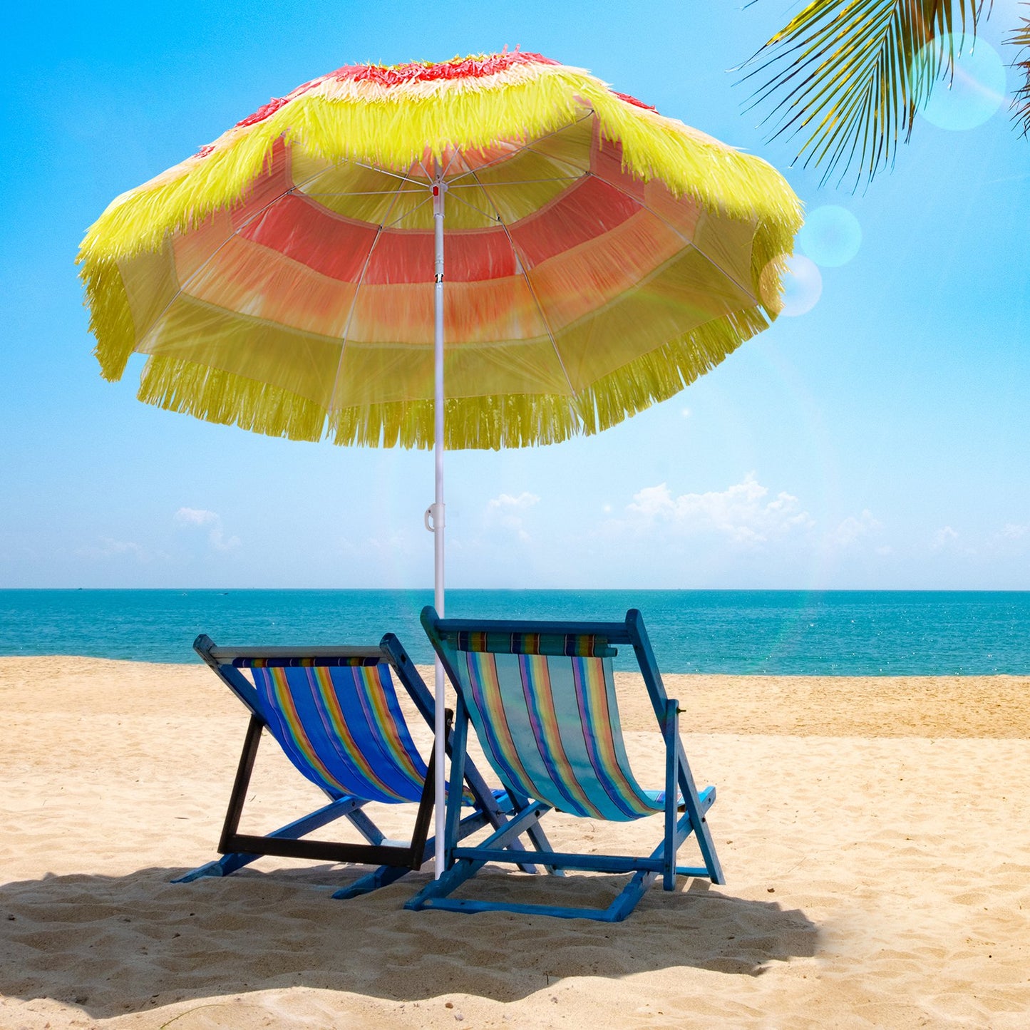 Outsunny 6FT Beach Umbrella Tilt Sunshade Outdoor Market Patio Yard