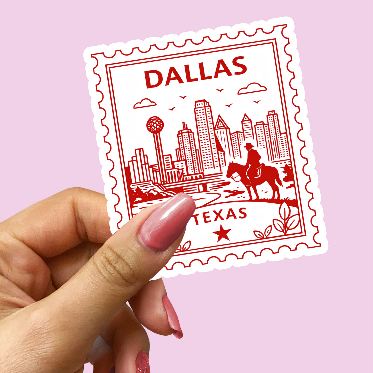 Dallas Texas Retro Postage Stamp Sticker