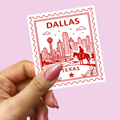 Dallas Texas Retro Postage Stamp Sticker