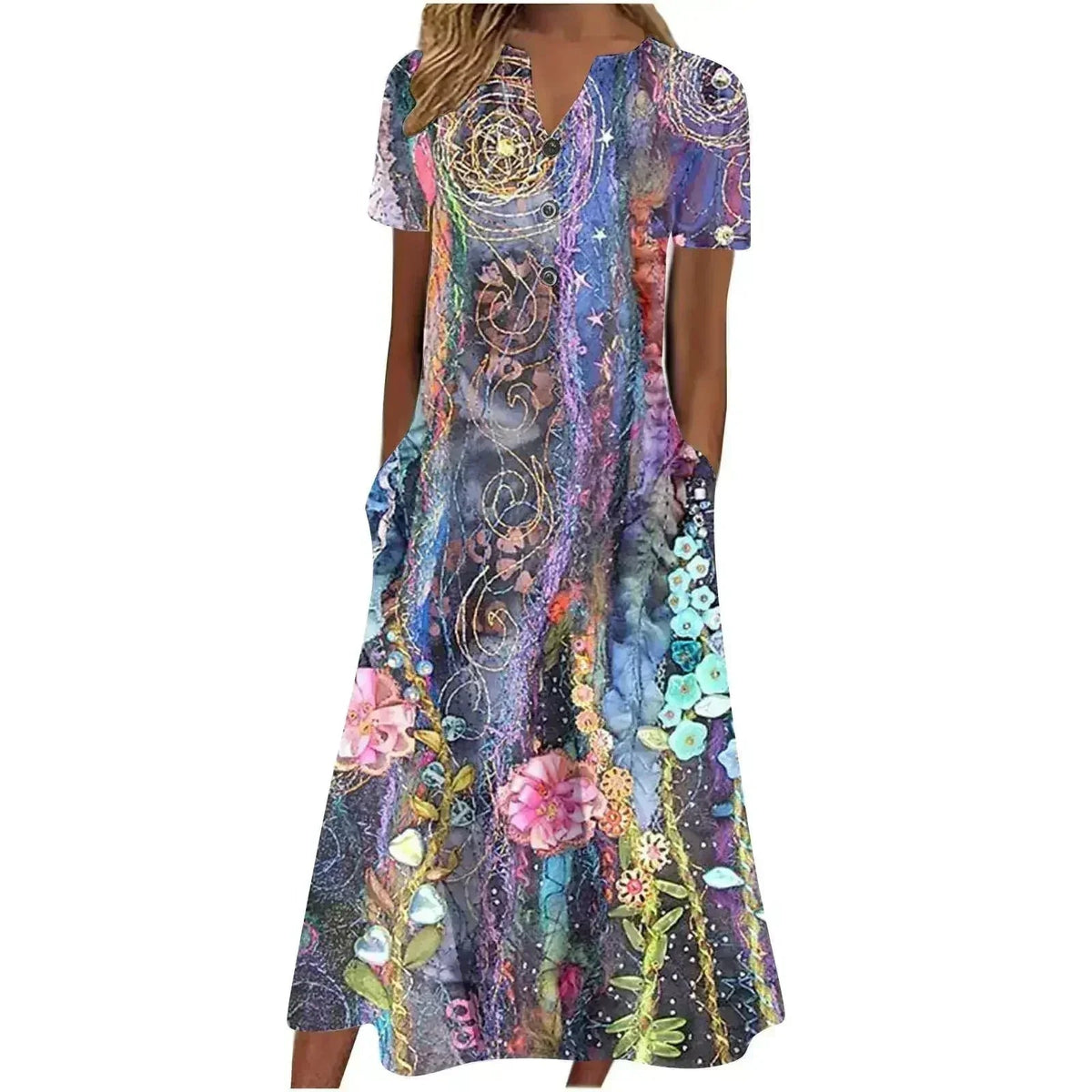 Women’s Summer Midi Dress – Casual, Light & Pocket-Ready