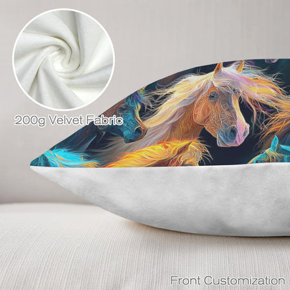 Baha Ranch Velvety Soft Colorful Horses Pillow Cover Made in America