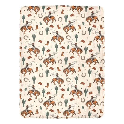Baha Ranch Rodeo Cowboy Throw Blanket Ultra-Soft Micro Fleece Blanket 60" x 80" Made in America