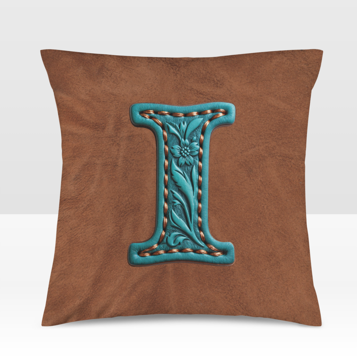 Baha Ranch Velvety Soft Western Tooled Initial Personalized Pillow Cover Made in America