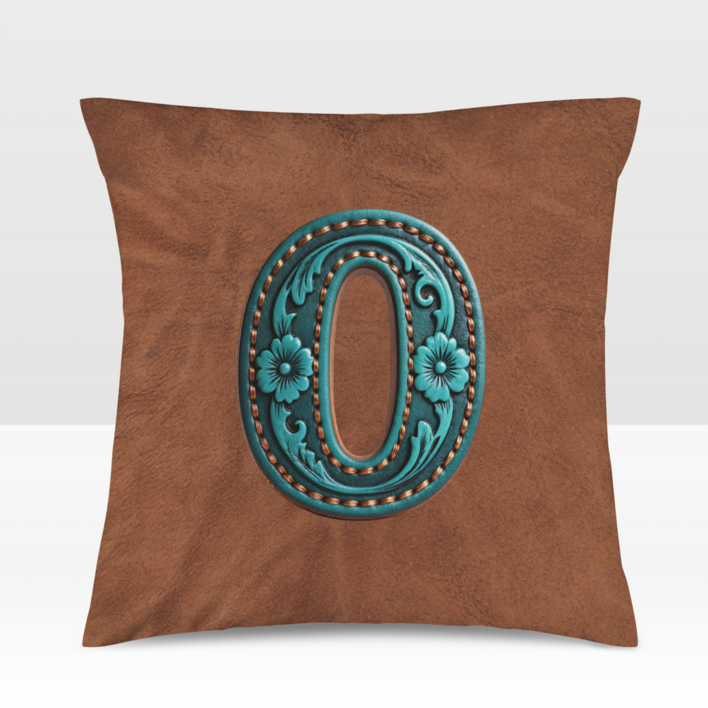 Baha Ranch Velvety Soft Western Tooled Initial Personalized Pillow Cover Made in America