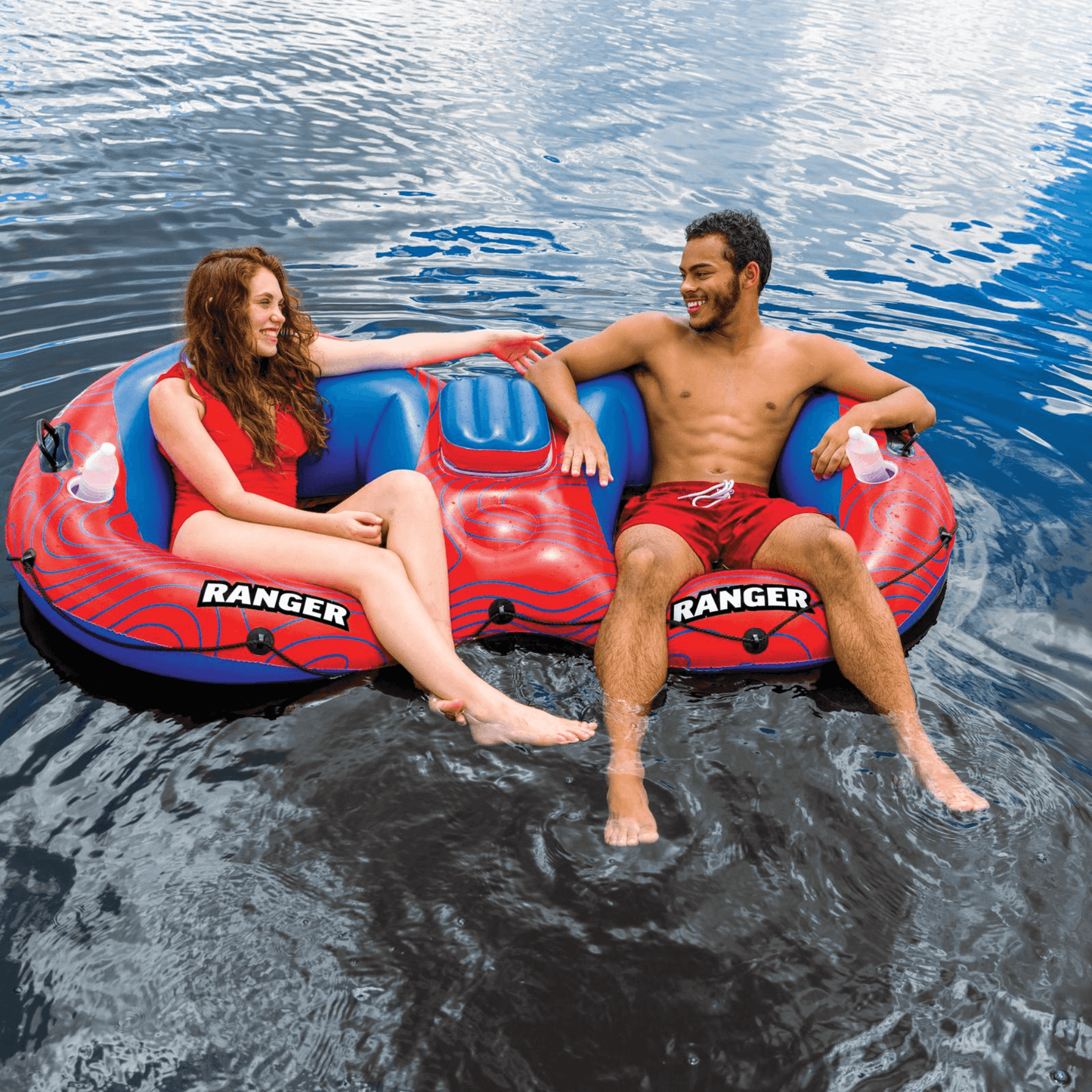 WOW Watersports Ranger 2-Person River Tube with Mesh Bottom and Cup