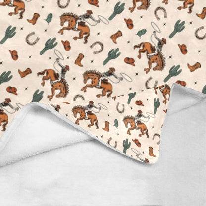 Baha Ranch Rodeo Cowboy Throw Blanket Ultra-Soft Micro Fleece Blanket 60" x 80" Made in America