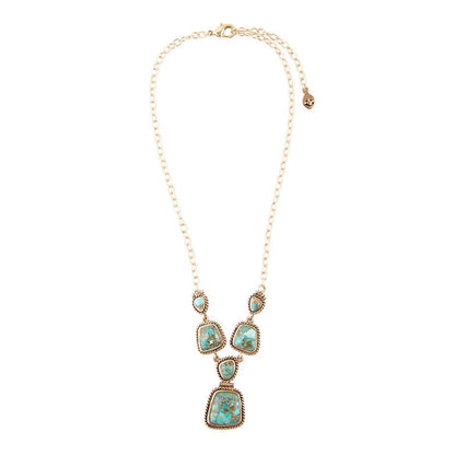 Earth and Sky Blue Turquoise Golden Necklace