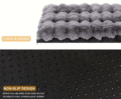 Extra Large Orthopedic Dog Bed - Luxurious Plush Faux Fur Kennel, Bite-Resistant, Dirt-Repellent and Machine Washable Pet Mat with Anti-Slip Bottom, Stylish for Living Rooms, All-Season Comfort & Joint Support for Large Dogs