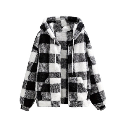 Fashionable Casual Zip-up Plush Hoodie With Long Sleeves