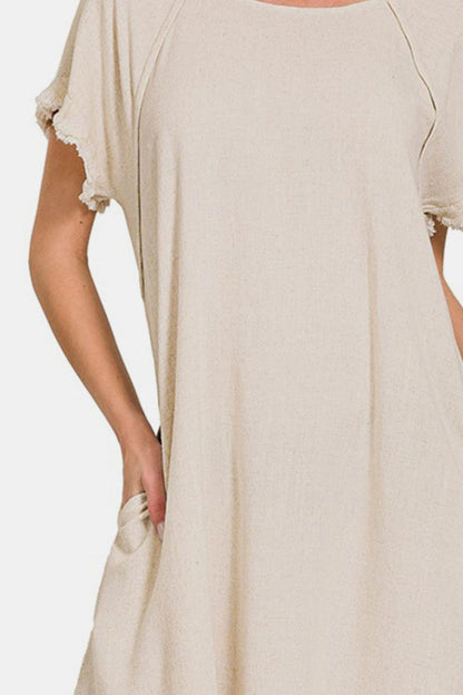 Fringe Edge High Low Flowy Dress with Pockets – High Low Flowy Dress, Boho Fringe Dress, Pocketed Flowy Dress, Bohemian High Low Dress, Stylish High Low Dress, Versatile Boho Dress, Summer Flowing Dress