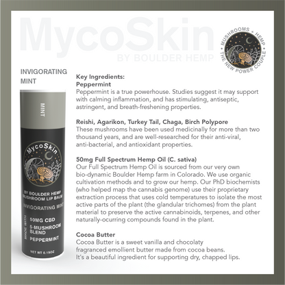 Wholesale Invigorating Peppermint 50mg CBD + MushroomLip Balm-0