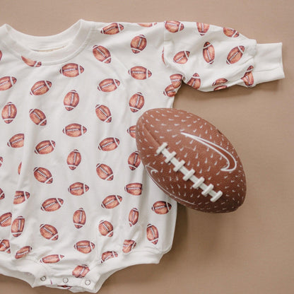 Football Print Bamboo Bubble Romper