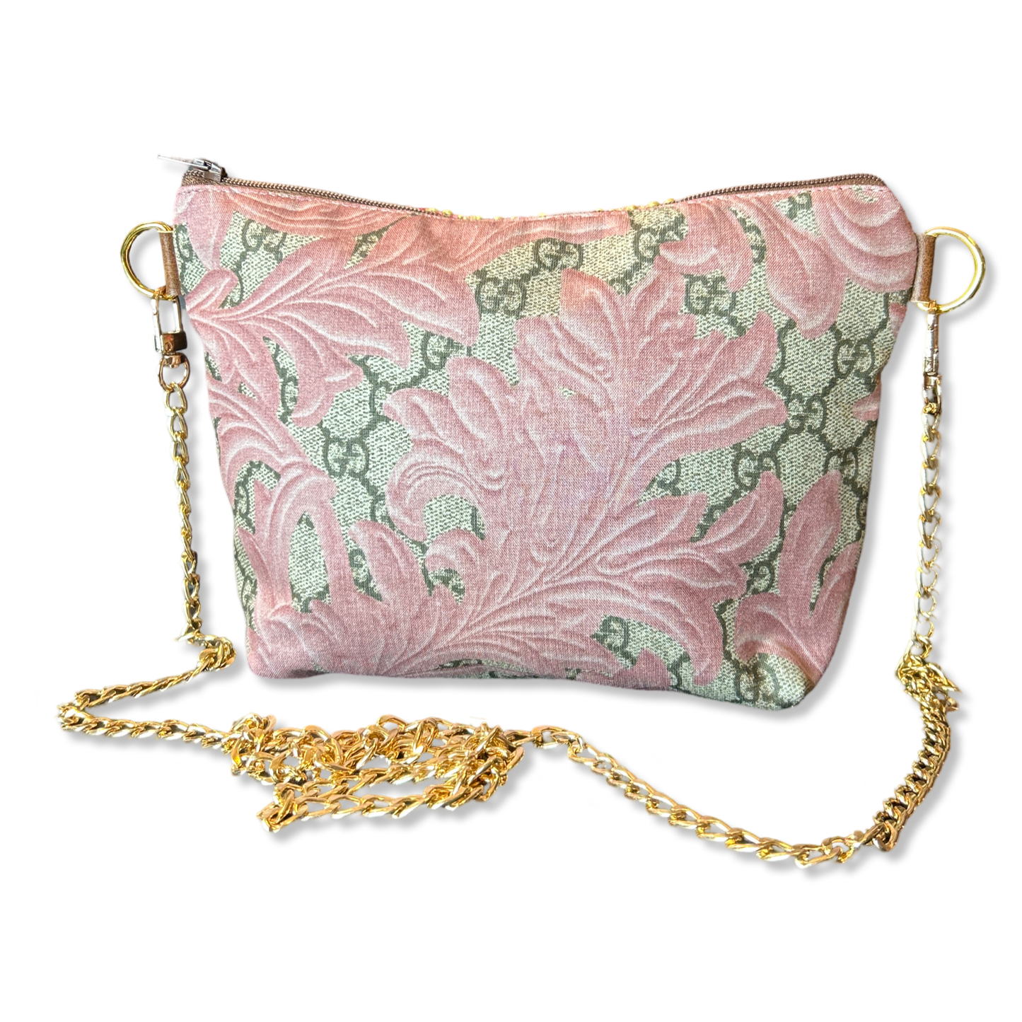 GG Logo Arabesque Pink Vintage Silk Scarf Crossbody Bag