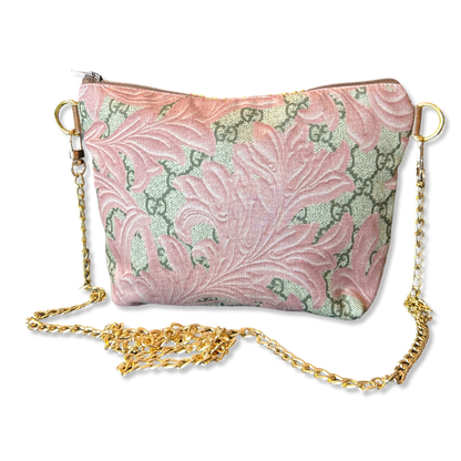 GG Logo Arabesque Pink Vintage Silk Scarf Crossbody Bag