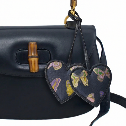 Farfalle Blue Scarf Double Heart Bag Charm