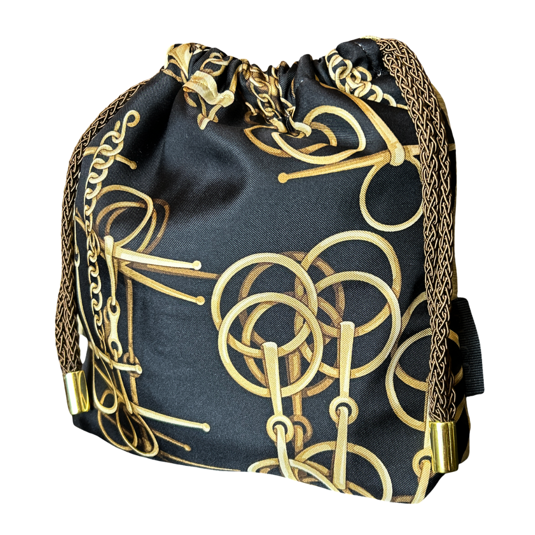 Horsebit Noir Vintage Scarf Drawstring Crossbody Bag