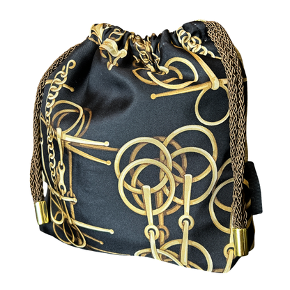 Horsebit Noir Vintage Scarf Drawstring Crossbody Bag