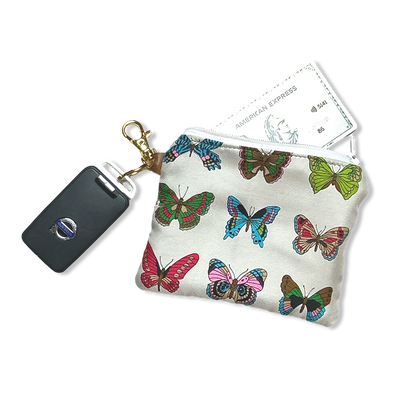 Farfalle White Vintage Silk Scarf Coffee Run Keychain Bag