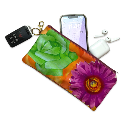 Flower Pop Vintage Silk Scarf Coffee Run Keychain Bag XL