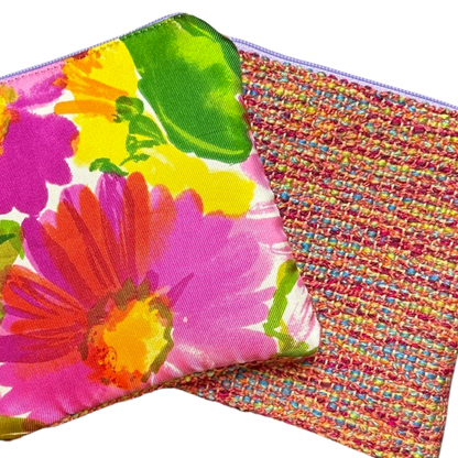 Flower Pop Vintage Silk Scarf Coffee Run Keychain Bag XL