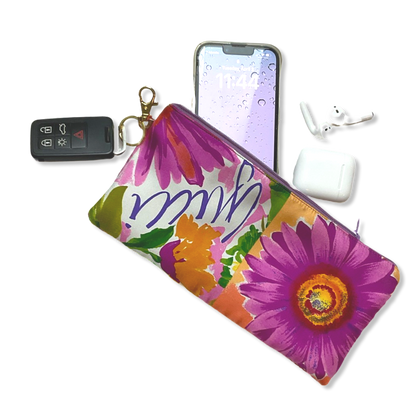 Flower Pop Vintage Silk Scarf Coffee Run Keychain Bag XL