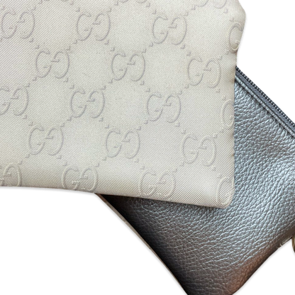GG Mongoram Vintage Silk Scarf Coffee Run Keychain Bag
