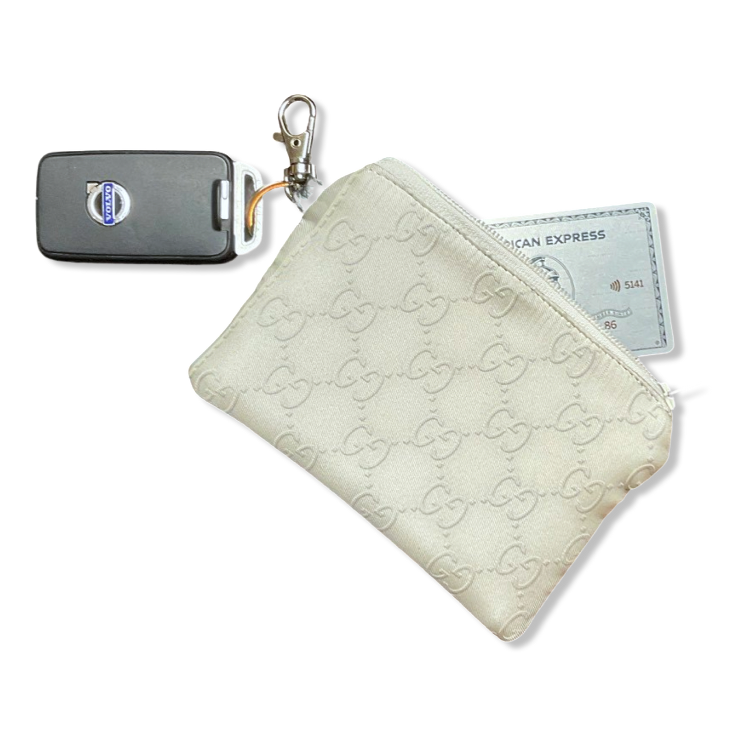 GG Mongoram Vintage Silk Scarf Coffee Run Keychain Bag