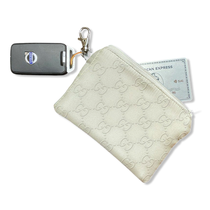 GG Mongoram Vintage Silk Scarf Coffee Run Keychain Bag
