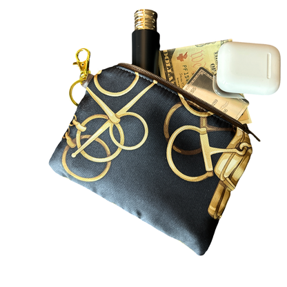 Horsebit Noir Vintage Silk Scarf Coffee Run Keychain Bag