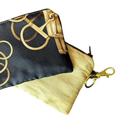 Horsebit Noir Vintage Silk Scarf Coffee Run Keychain Bag