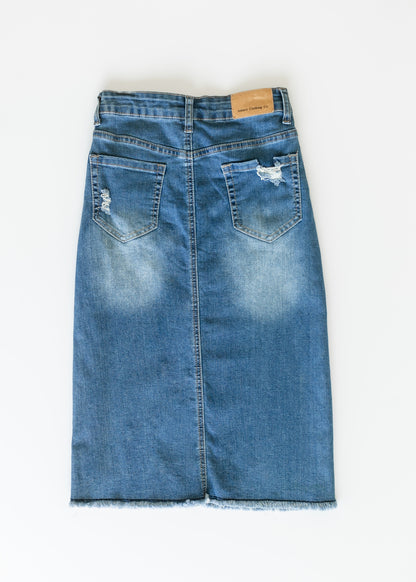 Hadley High Rise Denim Midi Skirt - FINAL SALE