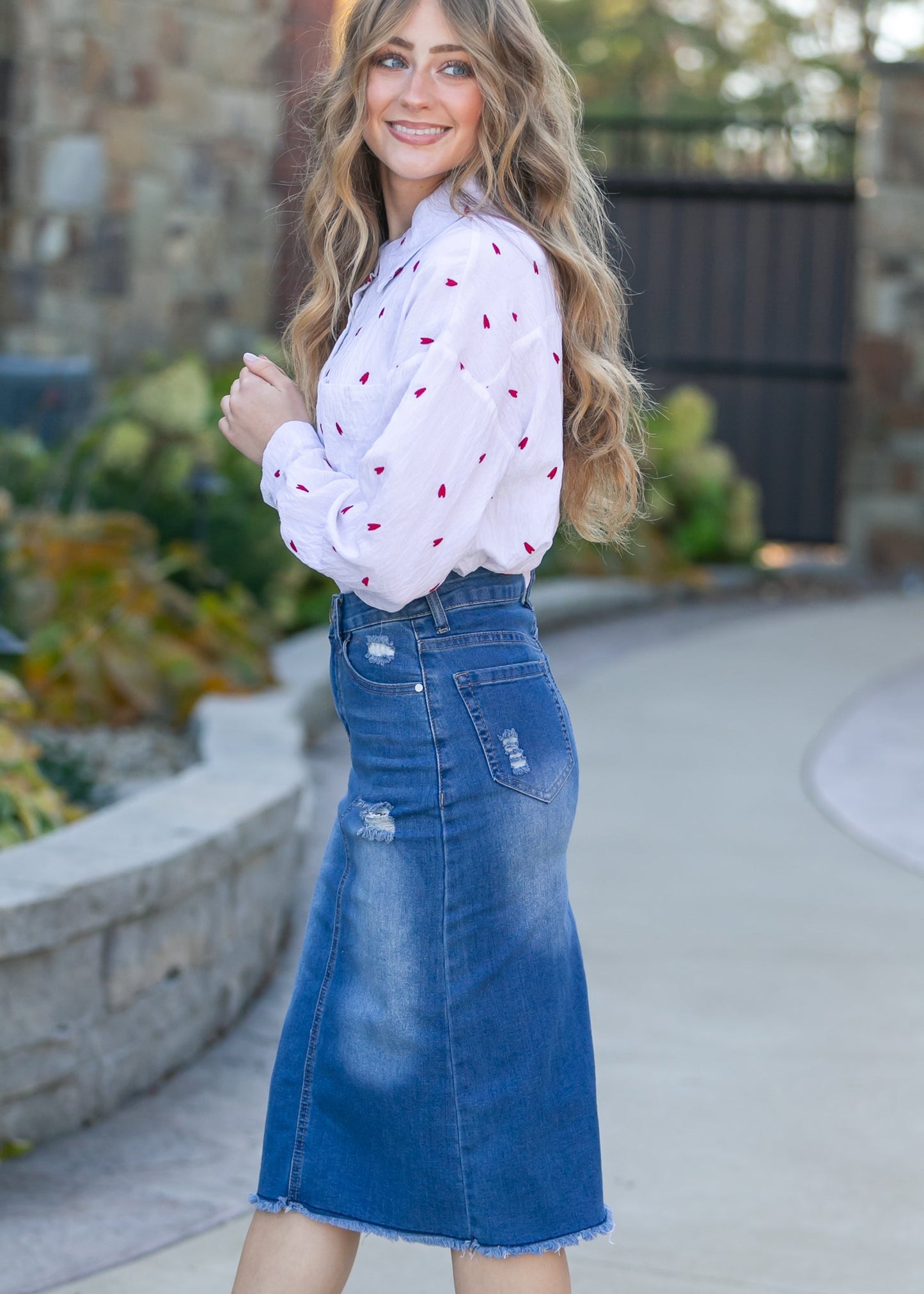 Hadley High Rise Denim Midi Skirt - FINAL SALE