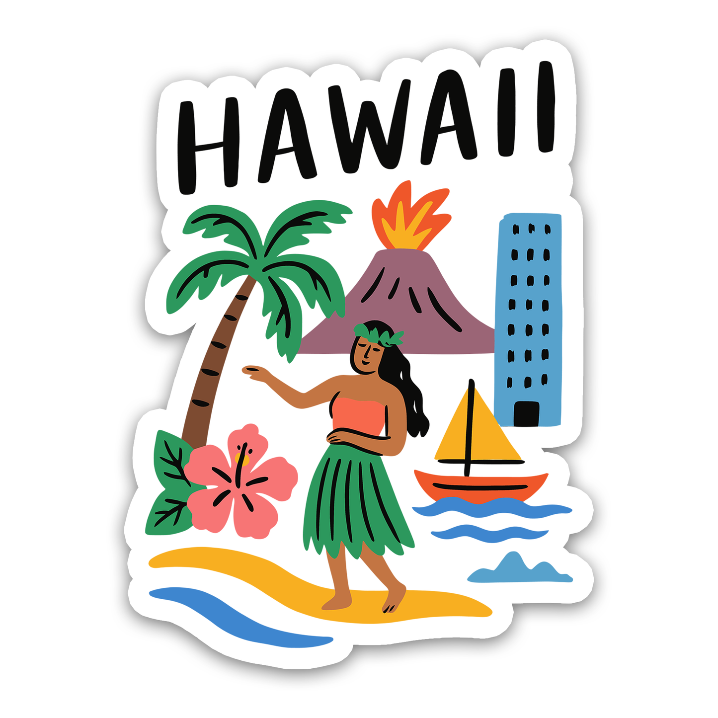 Hawaii State Icons Sticker