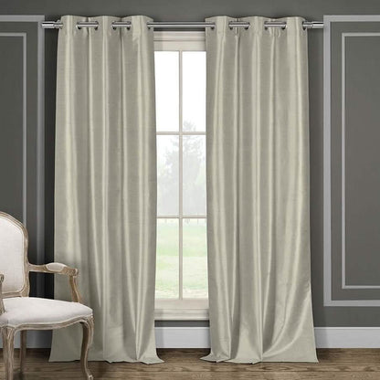 Heavy Faux-Silk Double-Layered Blackout Thermal Panel Pair - Assorted Colors