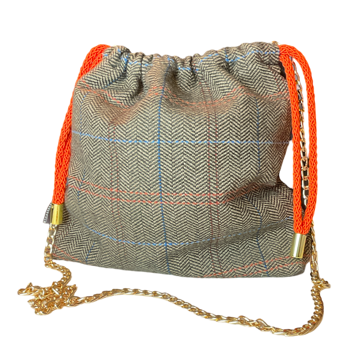Petites Chevaux Noir Vintage Silk Scarf Drawstring Crossbody Bag